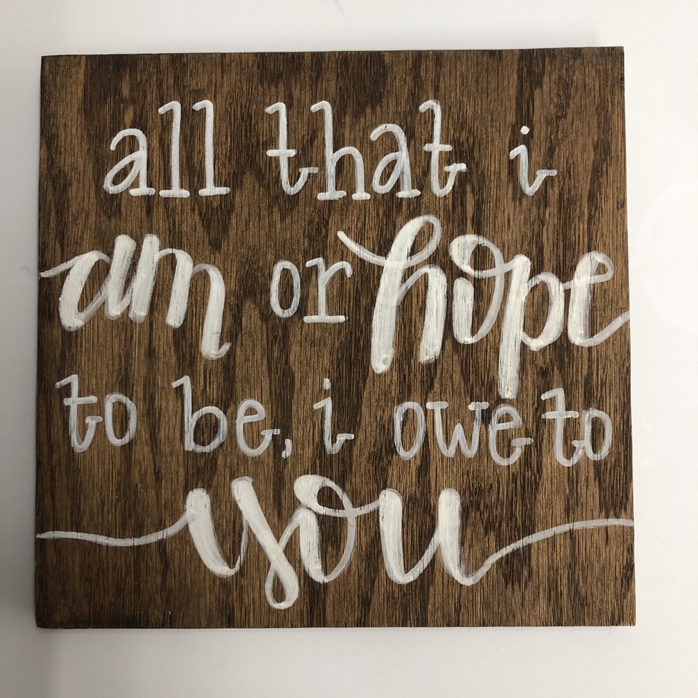 Wood Wall Hanging "All‎ that I Am" Primitive Handmade Country (Size 8x8") - Picture 2 of 3